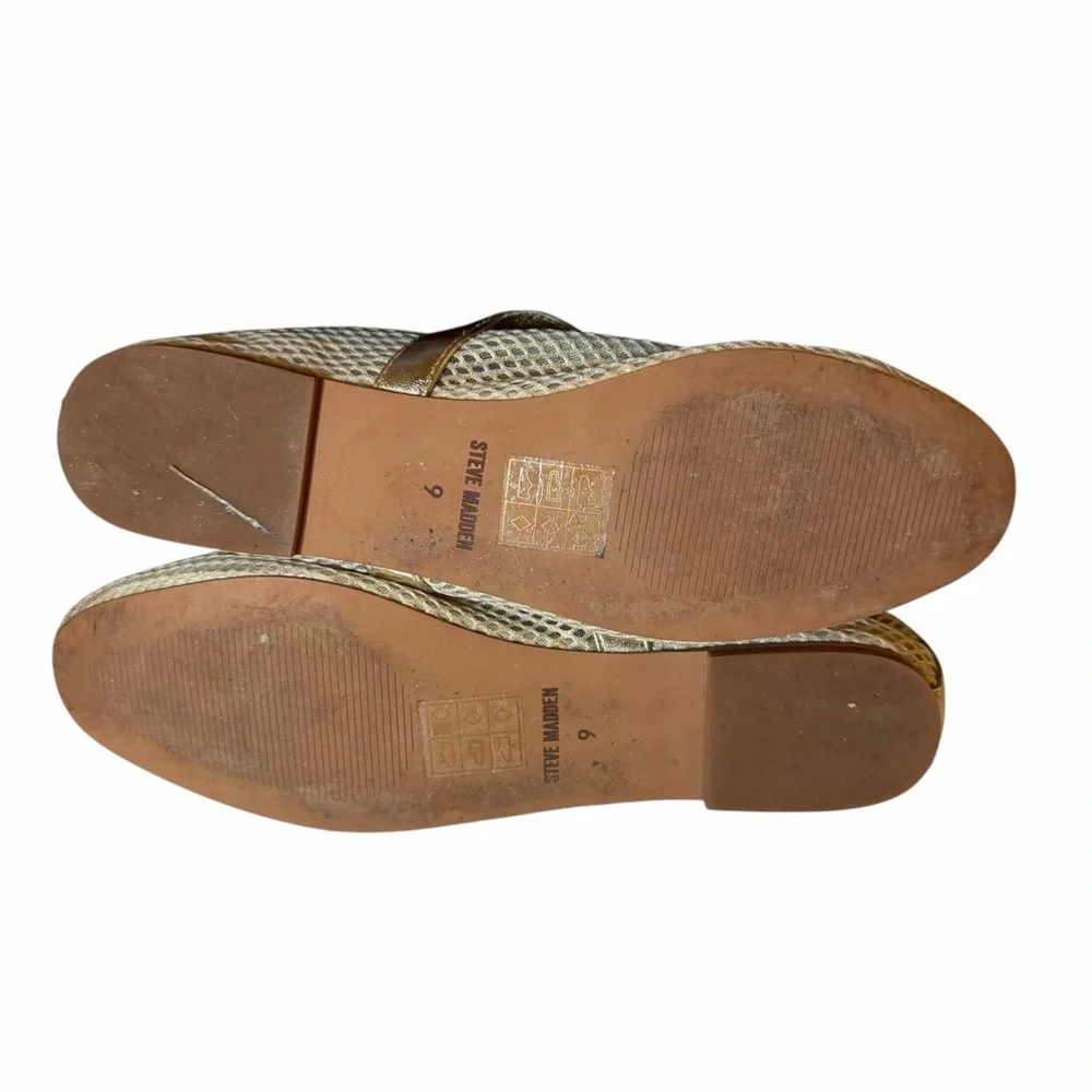 Steve Madden Gold Mesh Dreaming Ballet Flats Shoes Mary Janes Buckle Women 9 - Picture 7 of 7